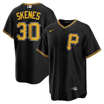 Men%27s Pittsburgh Pirates #30 Paul Skenes Nike Black Alternate Replica Player Jersey